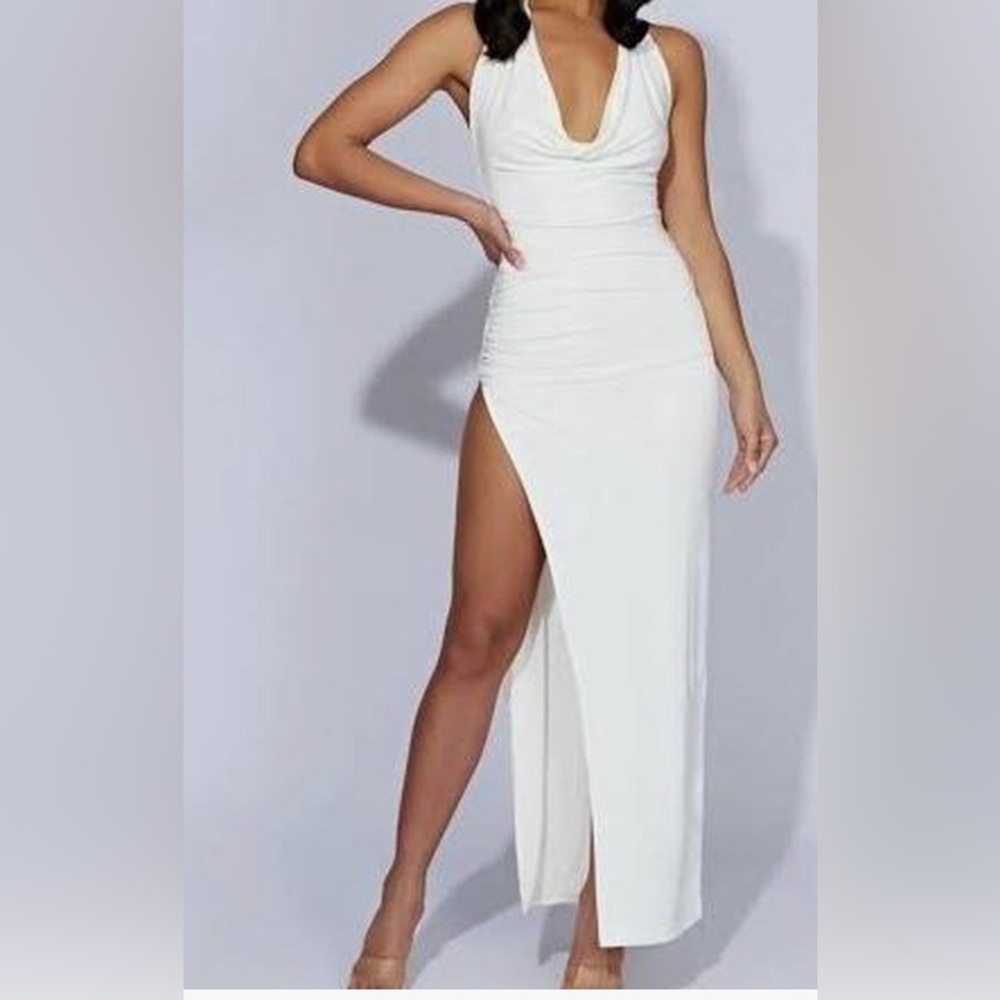 Meshki Cowl Neck Maxi Dress - Bone